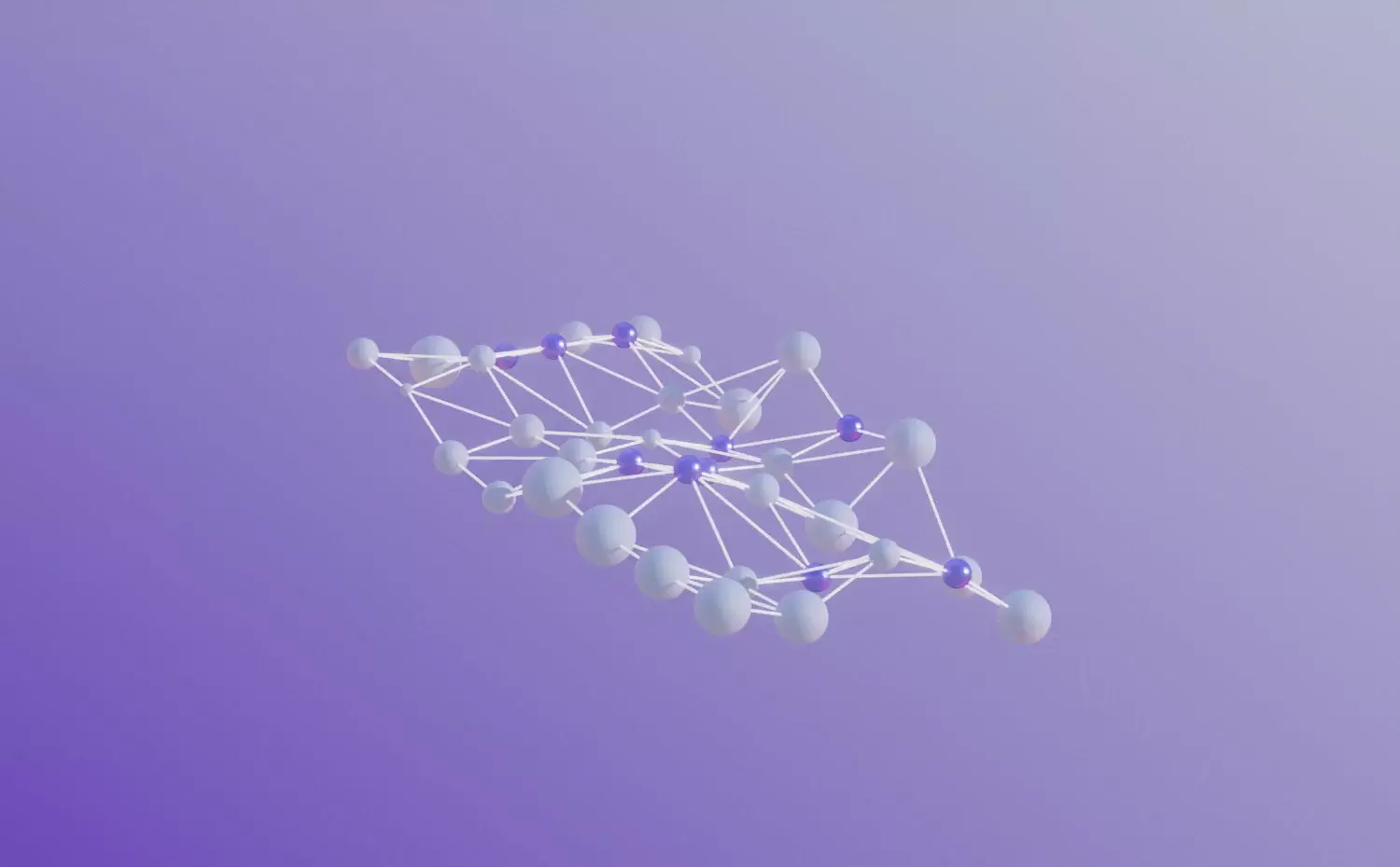 A modern visual representing the Applied Chemistry master's study programme at KTU. A violet molecular structure symbolizes the study and application of chemical compounds.
