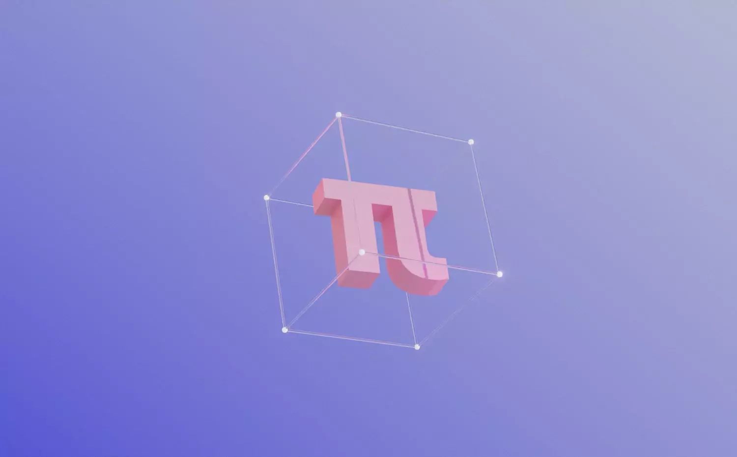 A mathematical visual representing the Applied Mathematics bachelor's study programme at KTU. A pink pi symbol surrounded by a geometric frame symbolizes the applications of mathematics.