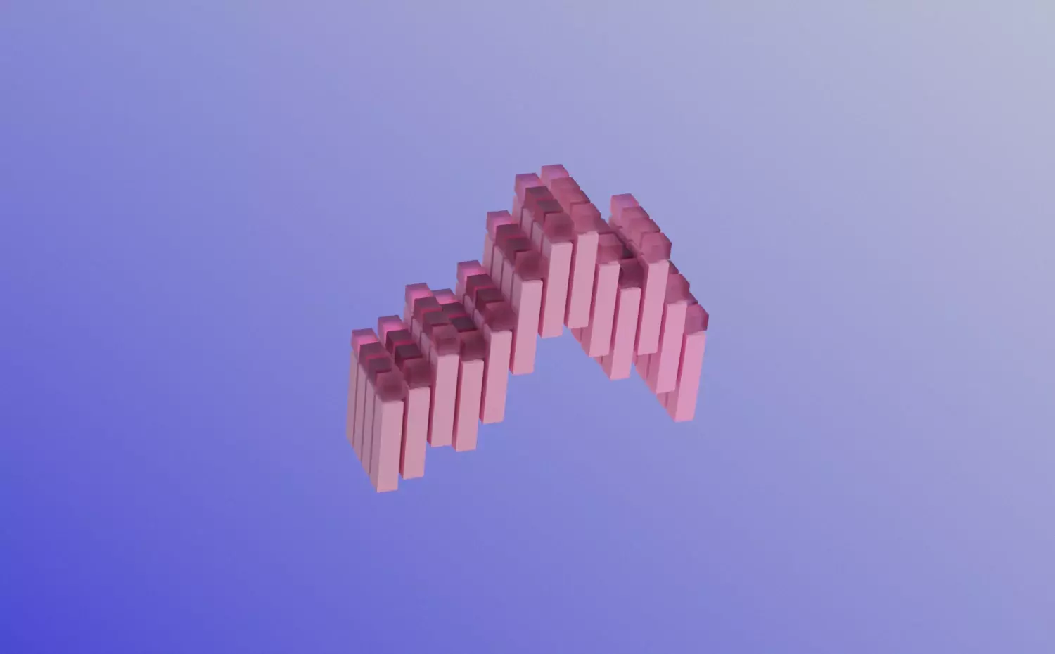A conceptual visual representing the Economics bachelor's study programme at KTU. A composition of pink shapes arranged in an arc symbolizes economic cycles and market dynamics.