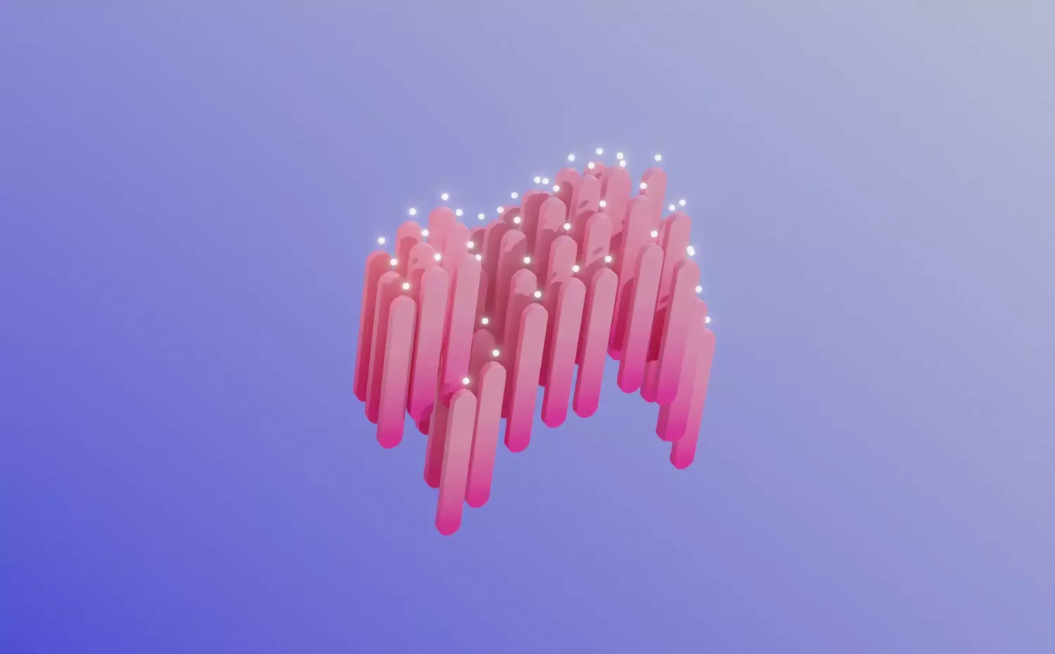 A dynamic visual representing the Finance bachelor's study programme at KTU. A group of vertically arranged red shapes with light points symbolizes capital flows and financial system structures.