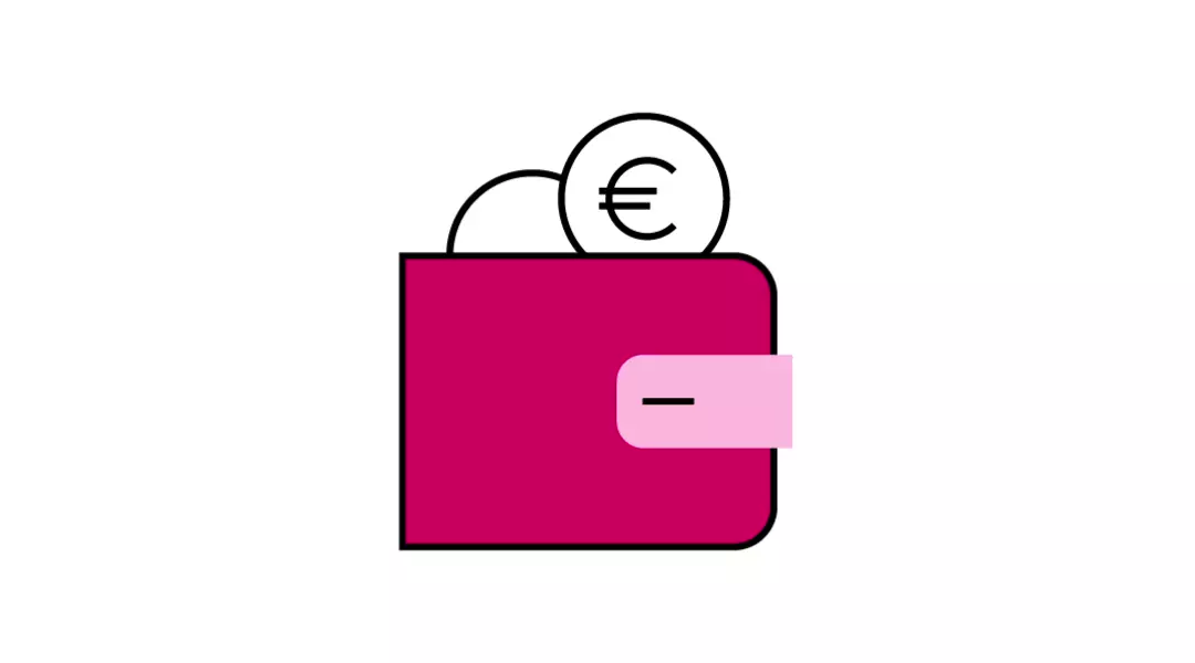 Wallet with euro coin – represents financially rewarding career options in economics, finance, or investment analysis after top-rated studies.