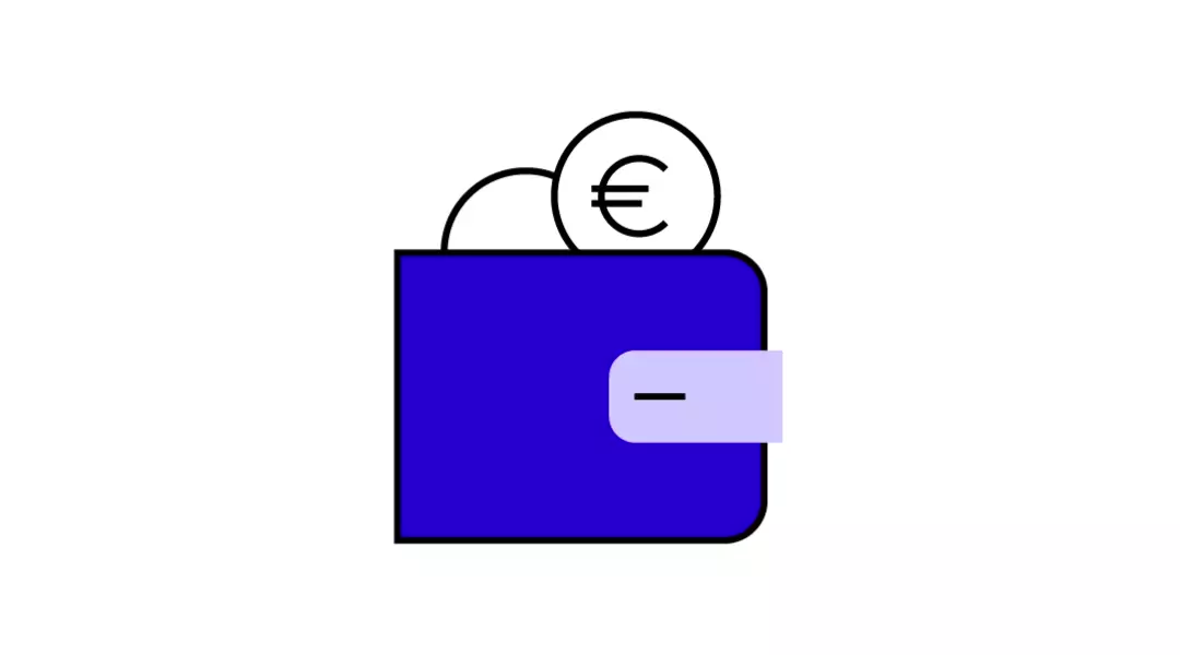 Wallet with euro coin – represents financially rewarding career options in economics, finance, or investment analysis after top-rated studies.