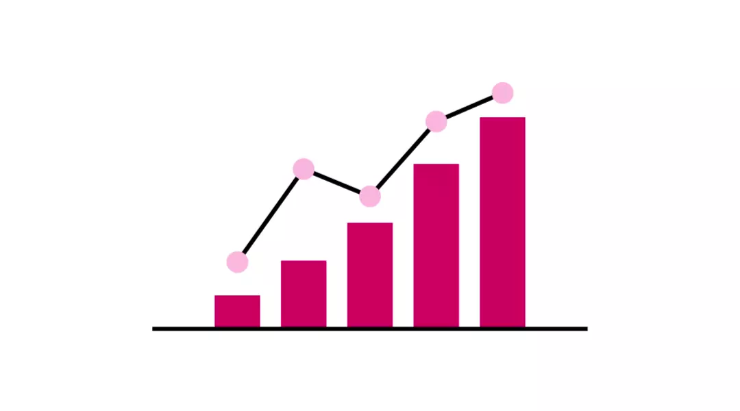 Column chart with trend line – symbolizes data-driven strategy, market analytics, and business intelligence.