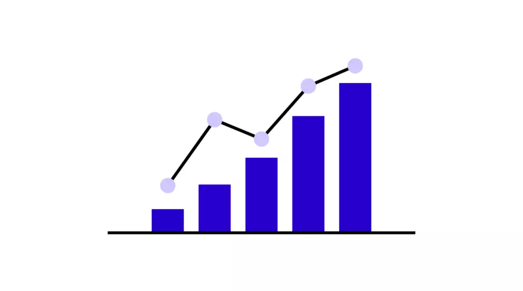 Column chart with trend line – symbolizes data-driven strategy, market analytics, and business intelligence.