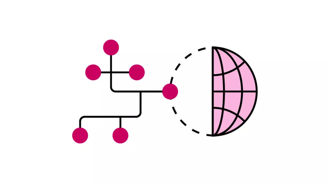 Global node network icon – represents international collaboration, innovation ecosystems, and startup projects addressing global challenges.
