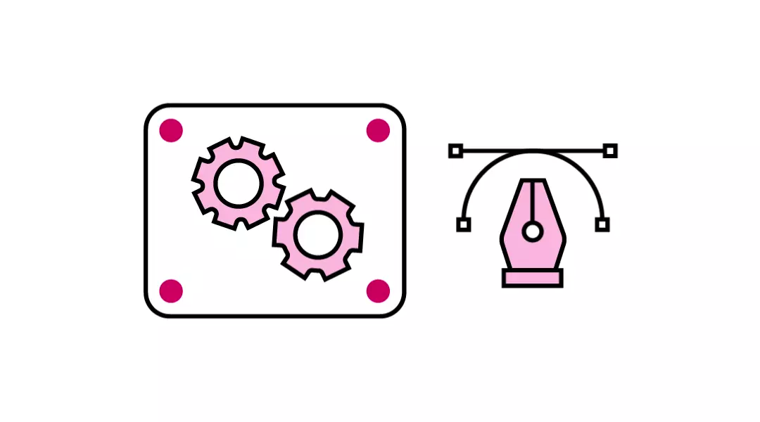 Interface showing gears and vector paths – ideal for system design engineers, CAD modeling, or smart tech integration.