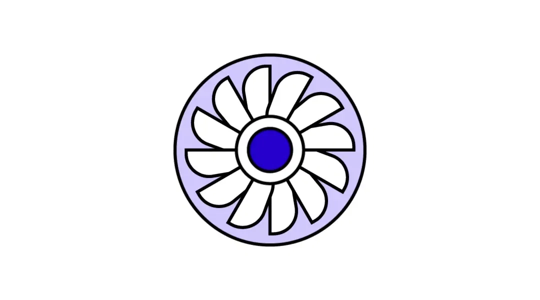 Turbine-like wheel icon – reflects careers in aeronautical engineering, wind turbine design, and renewable energy and engineering systems.