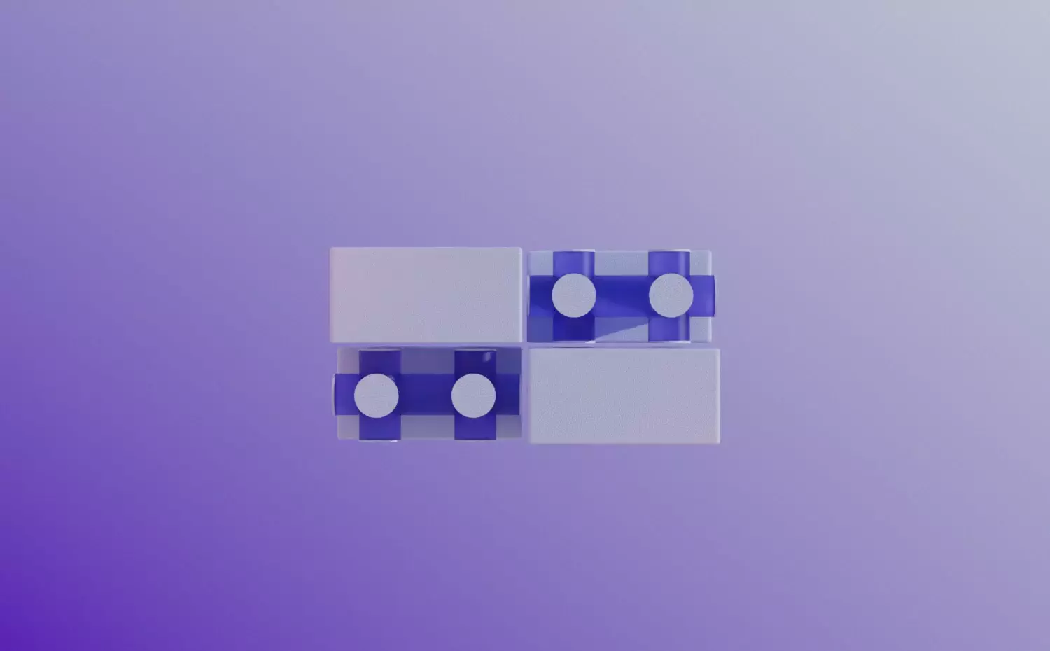 A structured visual representing the Integrated Design and Construction Management master's study programme at KTU. Four connected squares with blue circles and crosses symbolize the systematic coordination of design and management processes.