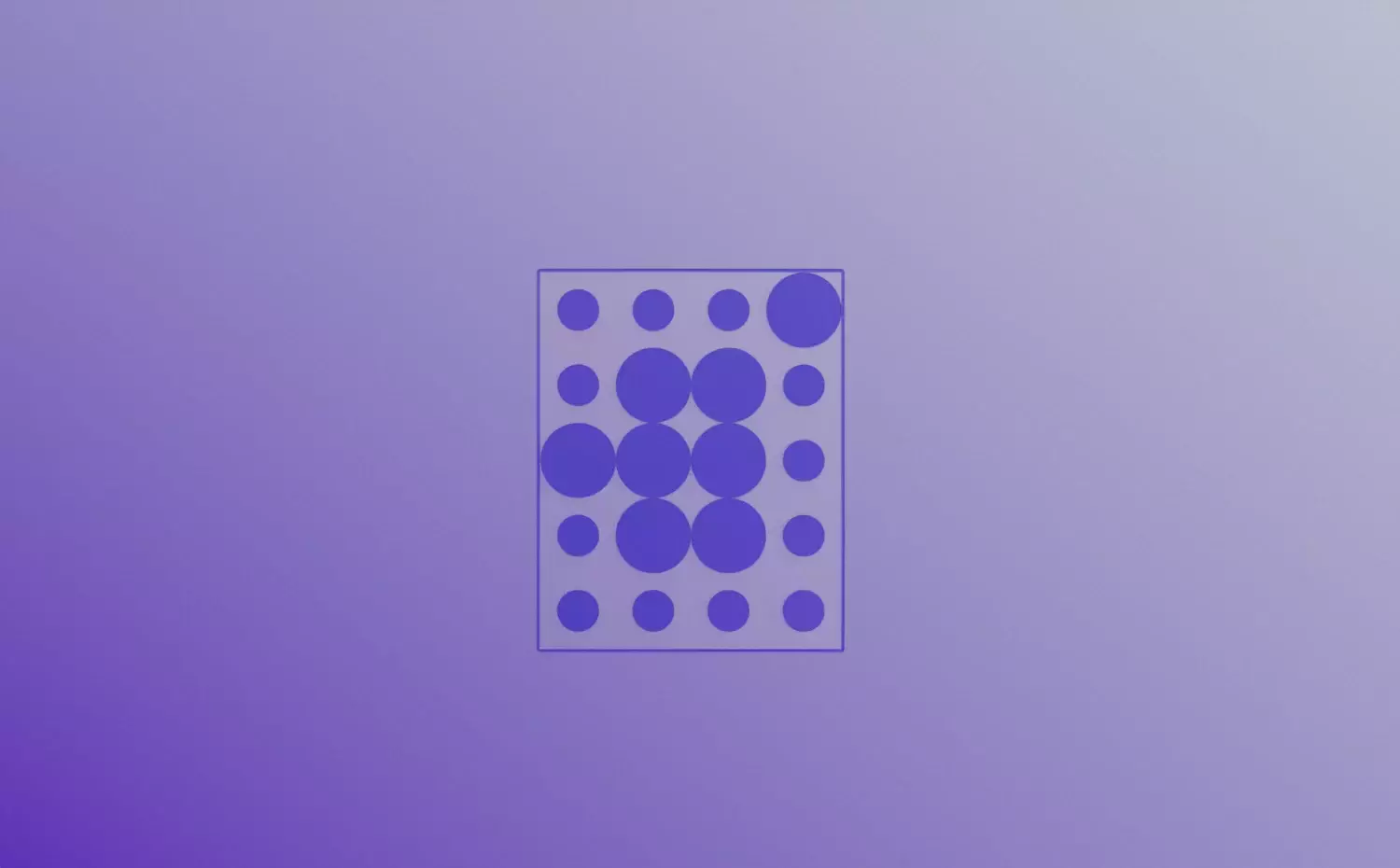 A neat visual representing the Management master's study programme at KTU. A rectangle with various-sized blue circles symbolizes strategic management and decision-making.