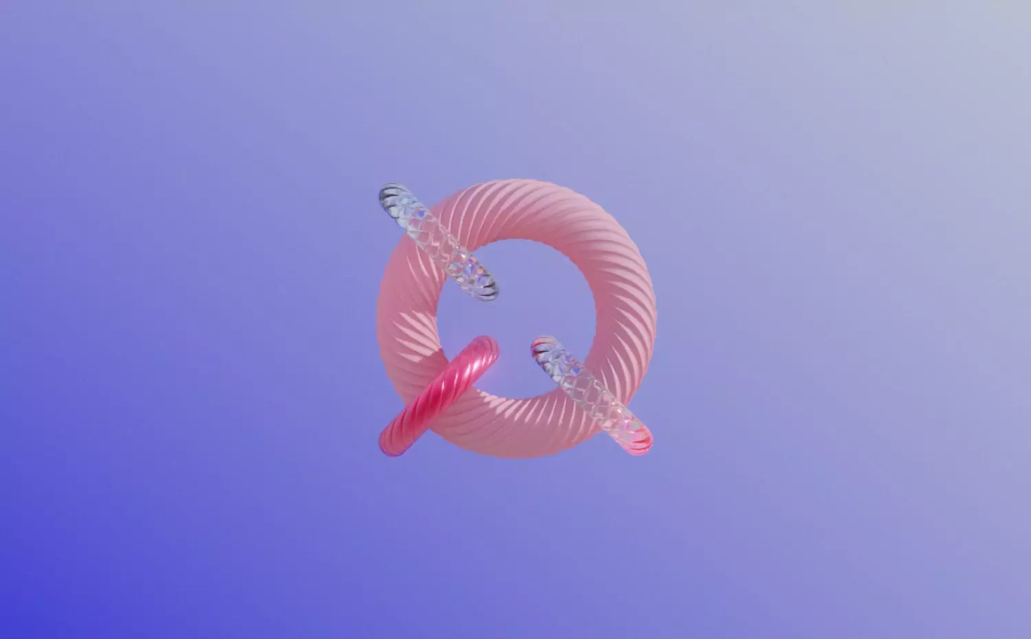 An innovative visual representing the Mechanical Engineering bachelor's study programme at KTU. A pink ring with three transparent elements gently rotates, symbolizing the function of mechanical systems.