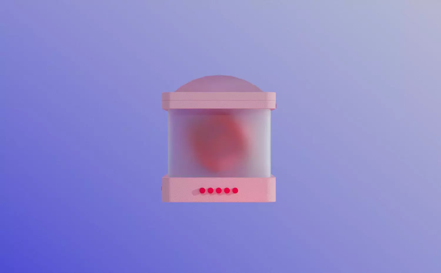 A minimalist visual representing the Mechatronics bachelor's study programme at KTU. A pink cylindrical mechanism with red dots gently vibrates, symbolizing automation and control systems.