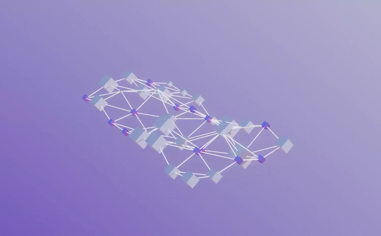 A molecular visual representing the Medicinal Chemistry master's study programme at KTU. A blue network with connections symbolizes the application of chemical compounds in medicine.