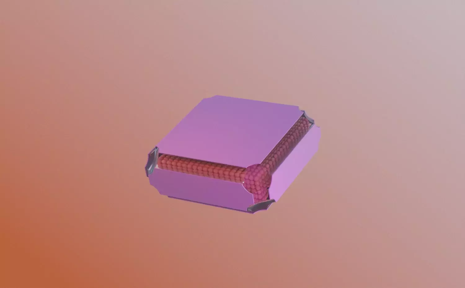 A conceptual visual representing the Professional degree Pedagogy study programme at university in Lithuania. A pink square with a red sphere structure symbolizes the systematic nature of educational processes and creative thinking typical to studies in Kaunas.