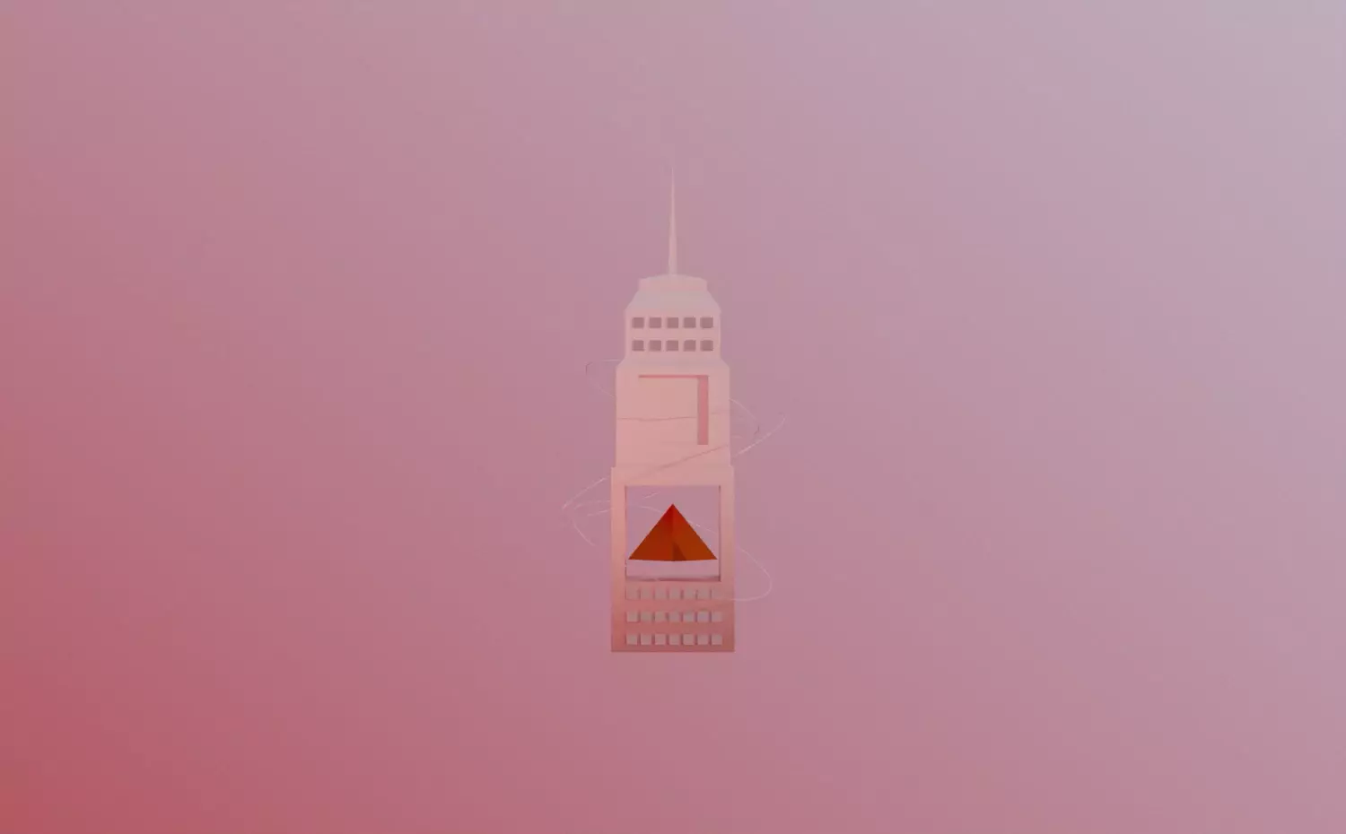 Animated three-dimensional glass flask with geometric elements inside on modern abstract background – contemporary visualization of architectural design, urban planning and sustainable building development scientific research in Architecture doctoral PhD studies at Kaunas University of Technology.