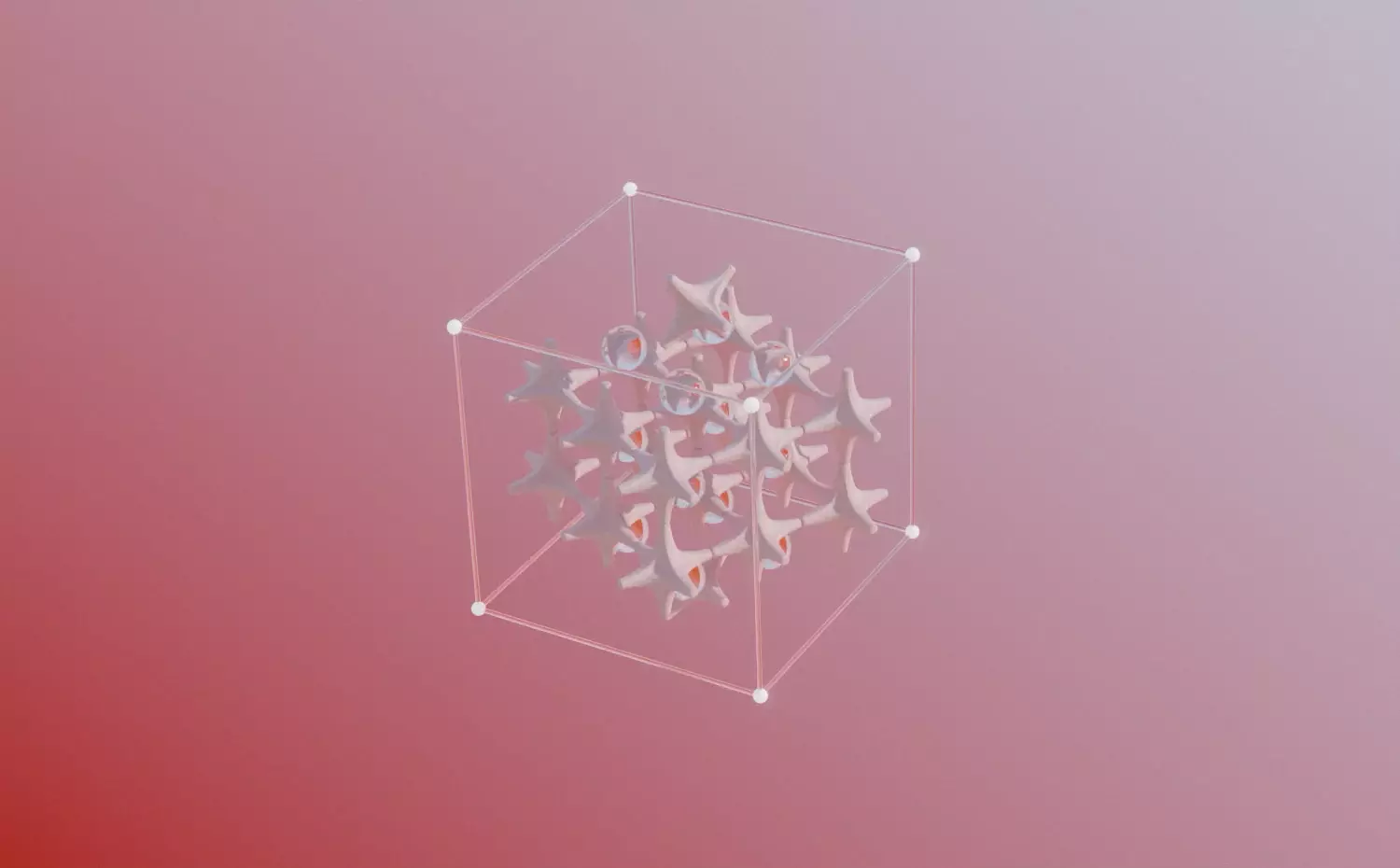 Hexagonal molecular crystal structure in transparent cube with connecting points – representation of organic chemistry, nanotechnology and chemical processes research in natural sciences doctoral program at Kaunas