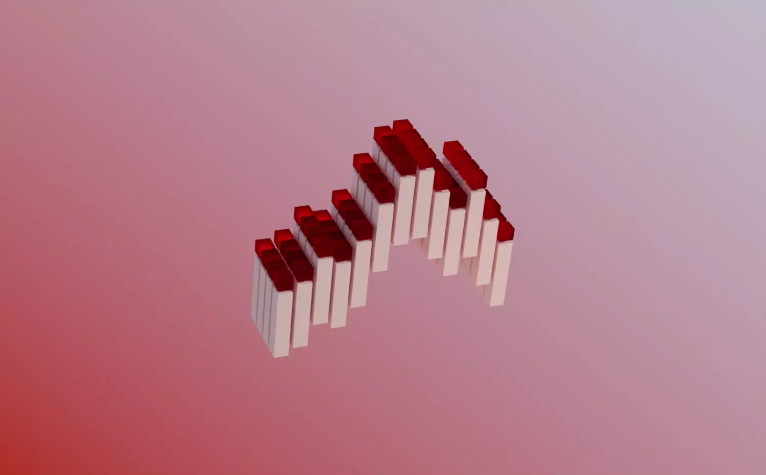 Animated row of red and white cylindrical bars in moving 3D sequence – modern representation of economic analysis, financial markets and economic modeling scientific research in Economics PhD doctoral program at Kaunas University of Technology.