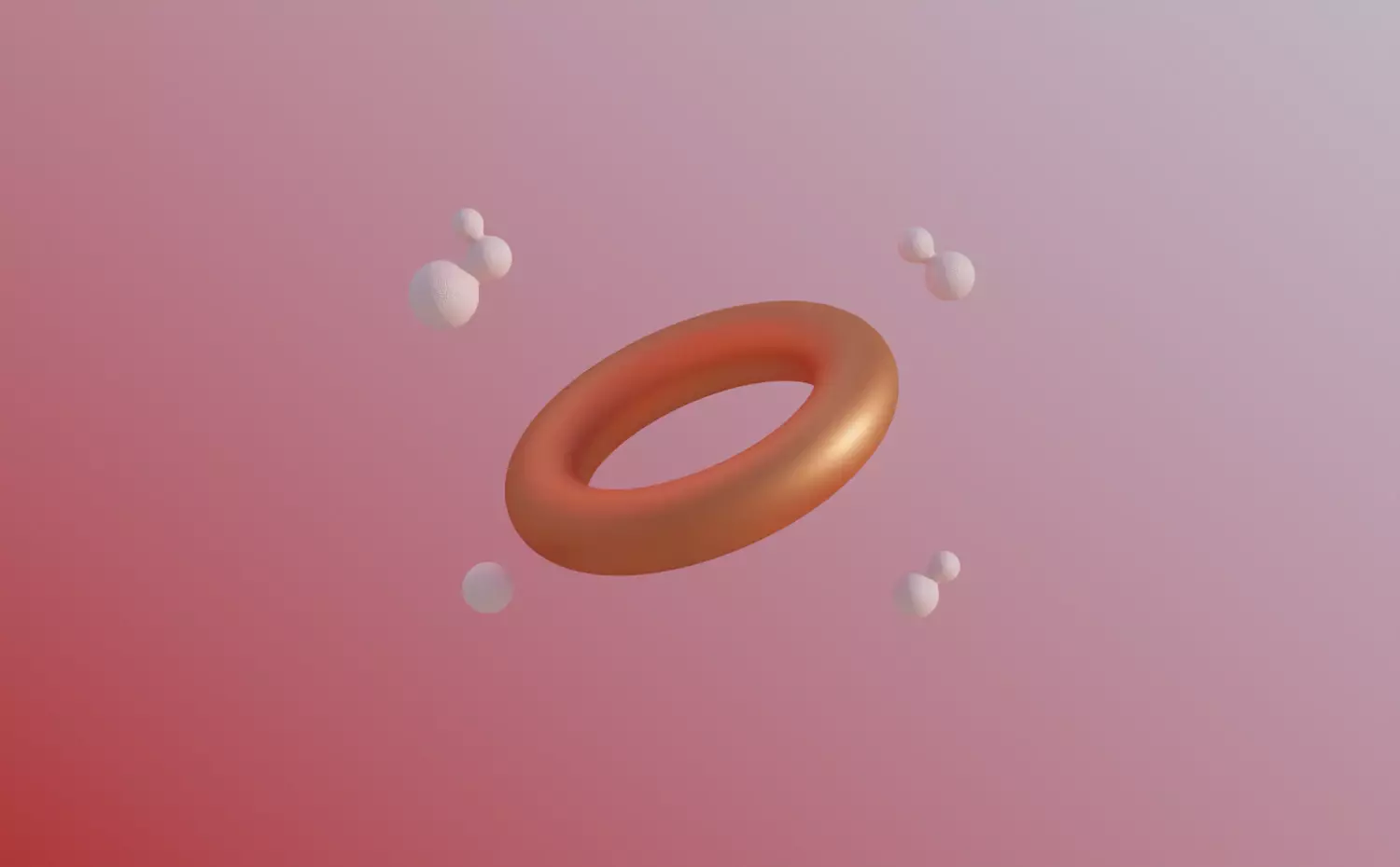 Abstract three-dimensional orange ring with animated floating pearlescent spheres – innovative symbolism of artistic creation, cultural studies and contemporary art research in History and Theory of Arts PhD doctoral program at Kaunas University of Technology.
