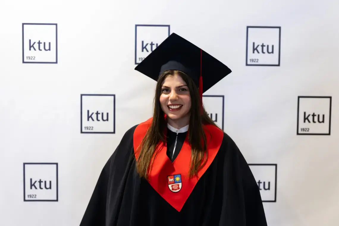 Busra Bilaloglu, a student from Turkey, is participating in a graduation celebration at KTU.