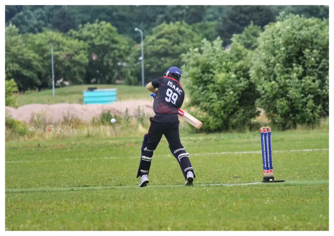 Isaac Solomon, a PhD student at KTU, playing cricket at KTU.